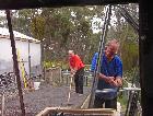 Lee prepares the ground, Noel, unpacks